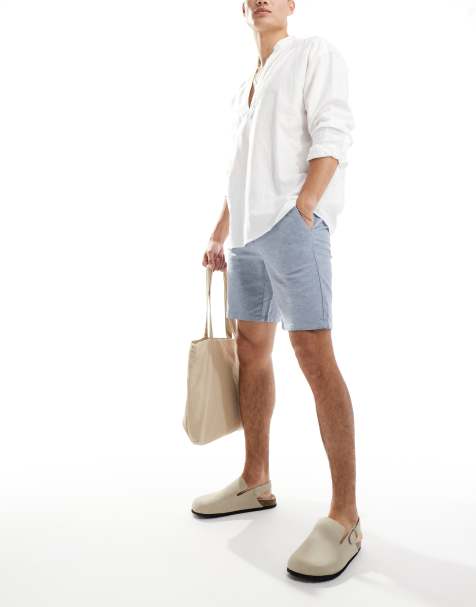 Only & Sons - Lyseblå og melerede chinoshorts i hørblanding - view 1