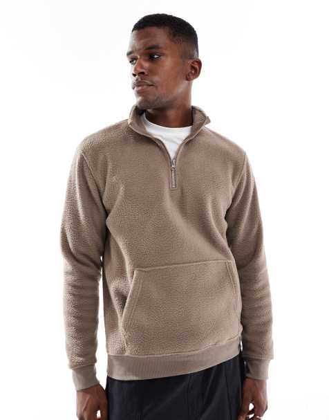 ONLY & SONS - Lysebrun fleece med kvart lynlås - view 1