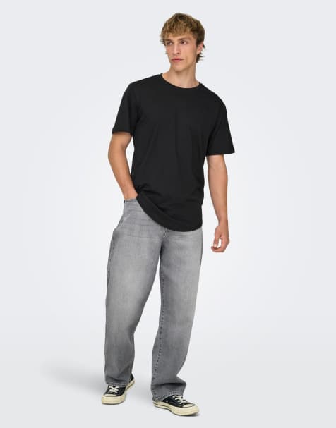 ONLY & SONS - Lysegrå løstsiddende denimjeans - view 1