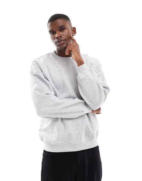 ONLY & SONS - Lysegrå oversized sweatshirt med rund hals - view 1