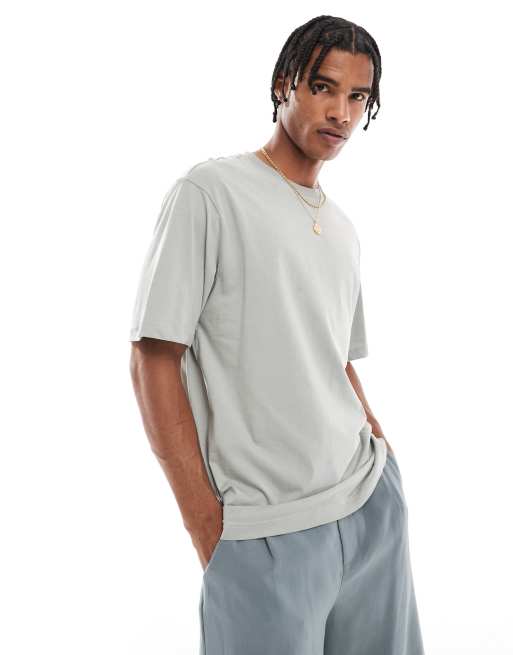 ONLY & SONS - Lysegrå oversized T-shirt med firkantet print på ryggen, 2 af 4