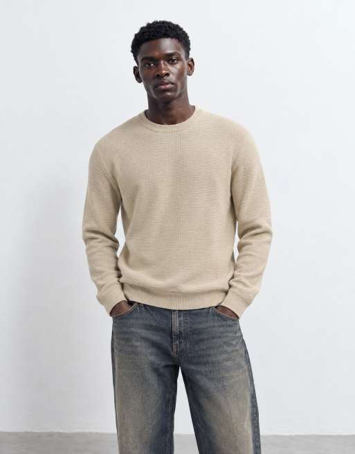 ONLY & SONS maglia testurizzata regular fit girocollo in stone, 8 di 10