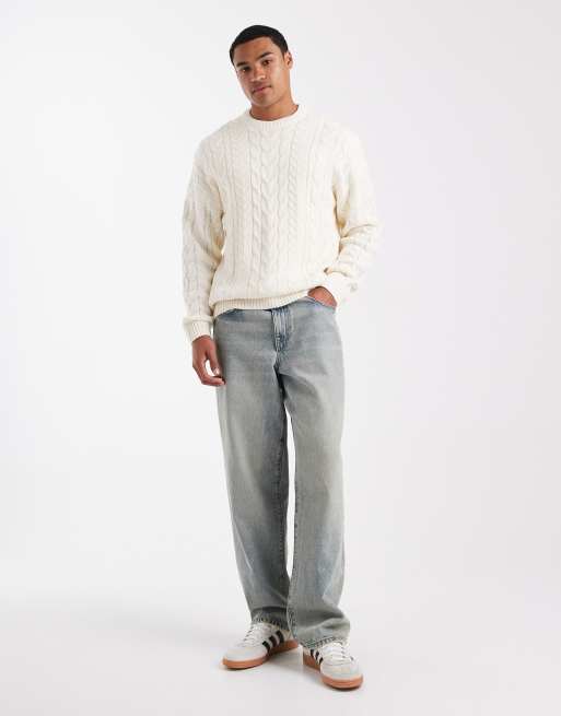 ONLY & SONS - Pull décontracté en maille torsadée - Crème