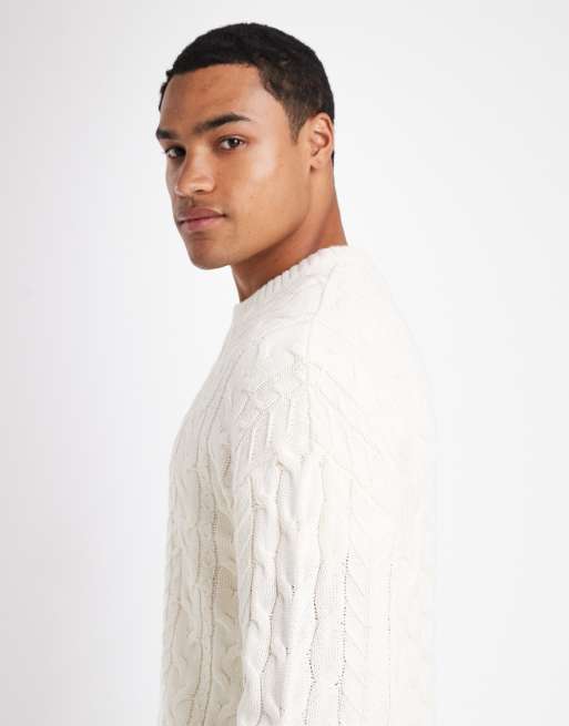 ONLY & SONS - Pull décontracté en maille torsadée - Crème