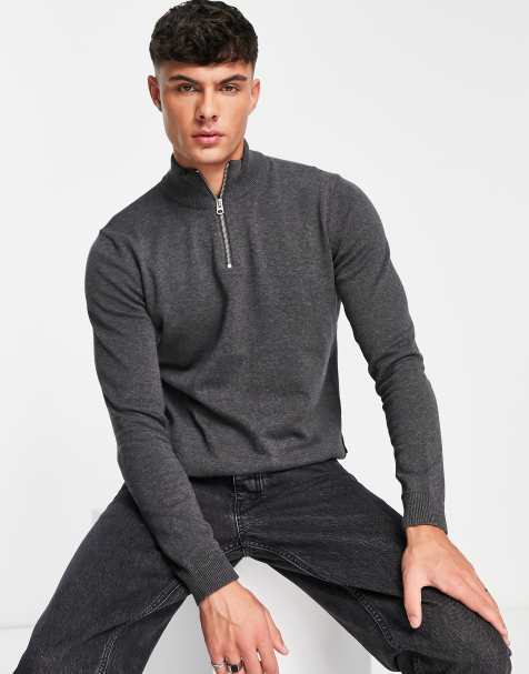 Only & Sons - Maglione con cerniera lampo corta grigio chiaro mélange - view 1