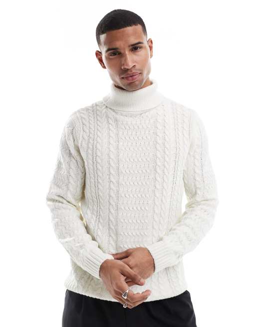 ONLY & SONS - Maglione dolcevita a trama spessa color crema con collo alto