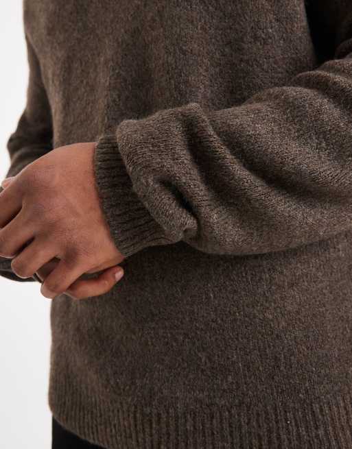 ONLY & SONS - Maglione girocollo a maniche lunghe marrone scuro, 5 di 5