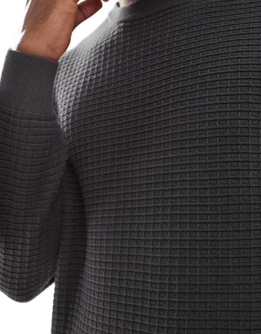 Only & Sons - Maglione girocollo grigio scuro piqué, 3 di 4