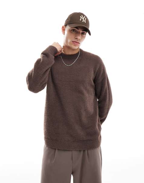 ONLY & SONS - Maglione girocollo spazzolato marrone - view 1