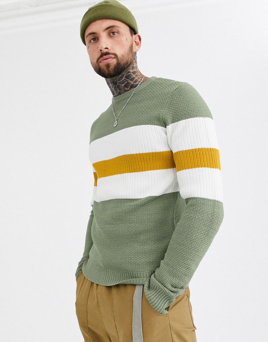 Only & Sons - Maglione girocollo verde a righe