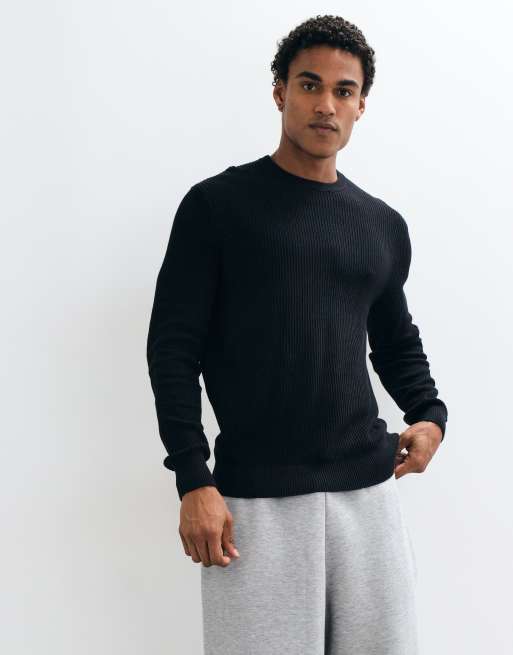 ONLY & SONS maglione in maglia relaxed fit girocollo nero, 5 di 5