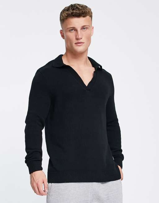 Only & Sons - Maglione lavorato oversize con scollo a V, colore nero 