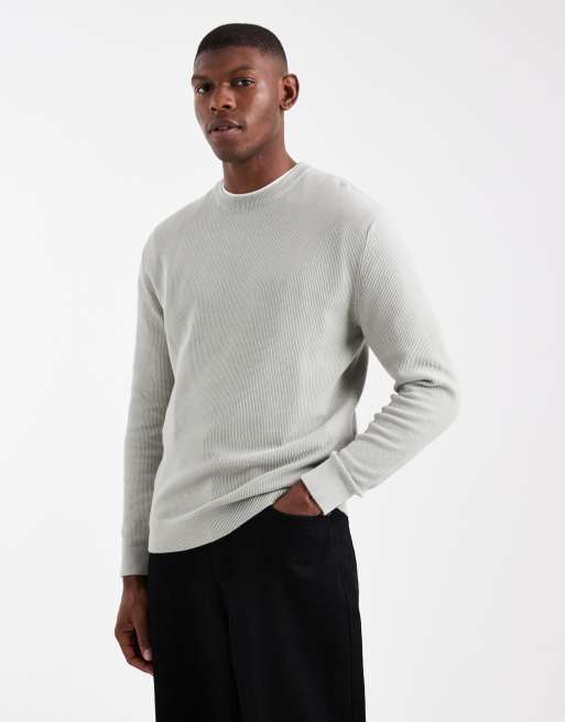 ONLY & SONS - Maglione slim fit grigio lavorato a nido d'ape