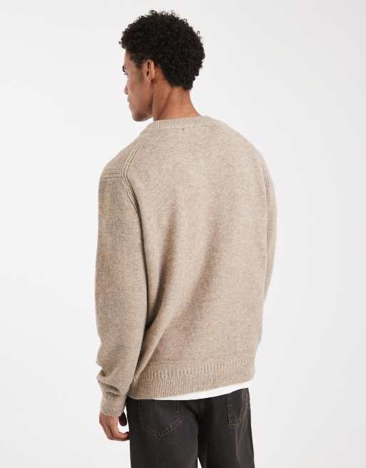 ONLY & SONS - Maglione spazzolato beige con scollo a V, 4 di 5
