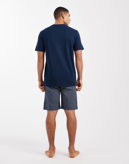 ONLY & SONS - Marineblå/hvidt pyjamassæt med T-shirt og shorts, 4 af 4