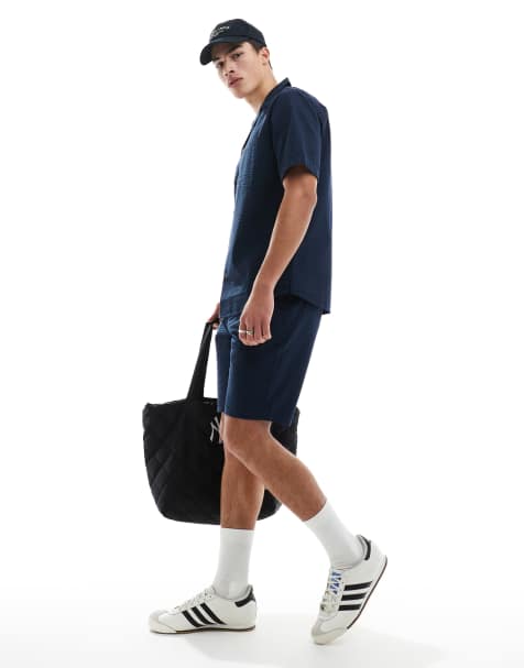 Only & Sons - Marineblå shorts i bæk-og-bølge-stof - Del af sæt - view 1