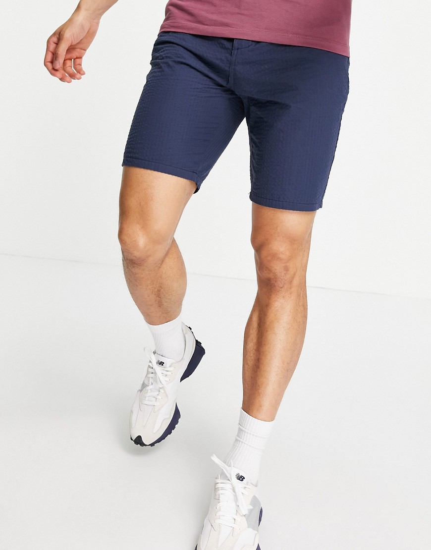 Only & Sons - Marineblå shorts i bæk-og-bølge-stof