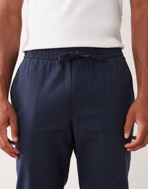 ONLY & SONS - Meleret blå cropped bukser i hørblanding, 5 af 5