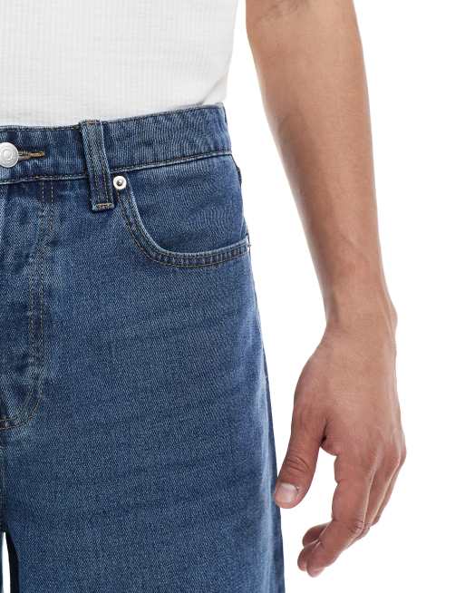 Only & Sons – Mellanblå, baggy jeansshorts, 2 av 5
