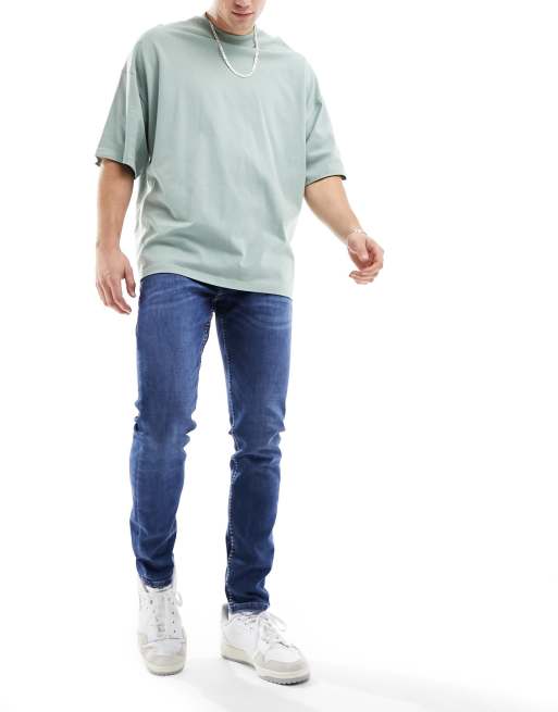 Only & Sons – Mellanblå, urtvättade skinny jeans, 5 av 5