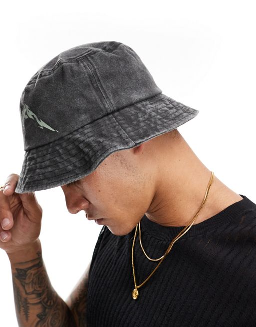 ONLY & SONS Metallica bucket hat in washed black