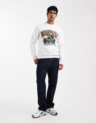 Only & Sons Montana Print Sweatshirt In White
