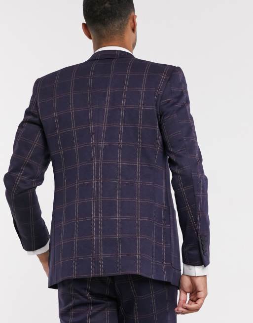 Only & Sons – Mörkblå, rutig kavaj, del av kostym, 2 av 4