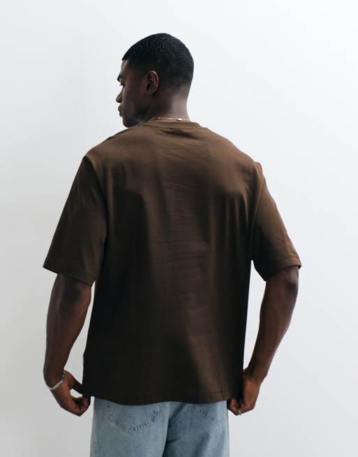 ONLY & SONS – Mörkbrun t-shirt i oversize, 4 av 5