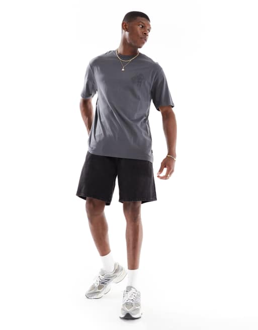 ONLY & SONS – Mörkgrå t-shirt i oversize med LA-tryck baktill, 4 av 4