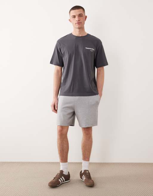 ONLY & SONS – Mörkgrå t-shirt i oversize med spegelvänt cafétryck baktill, 3 av 5