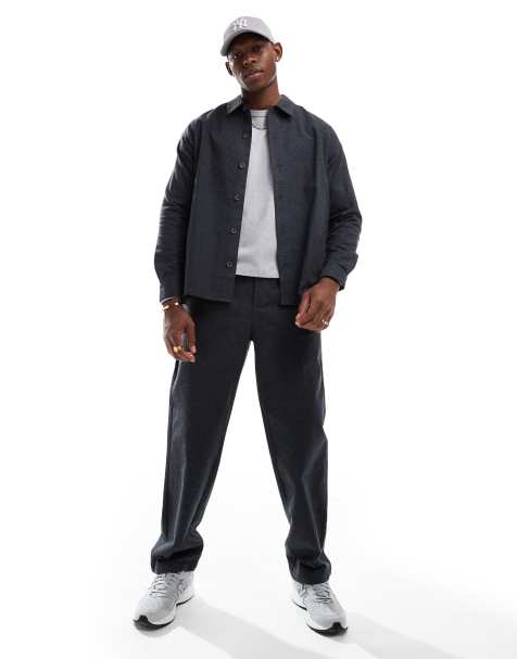 ONLY & SONS – Mörkgråmelerat set i flanell - view 1