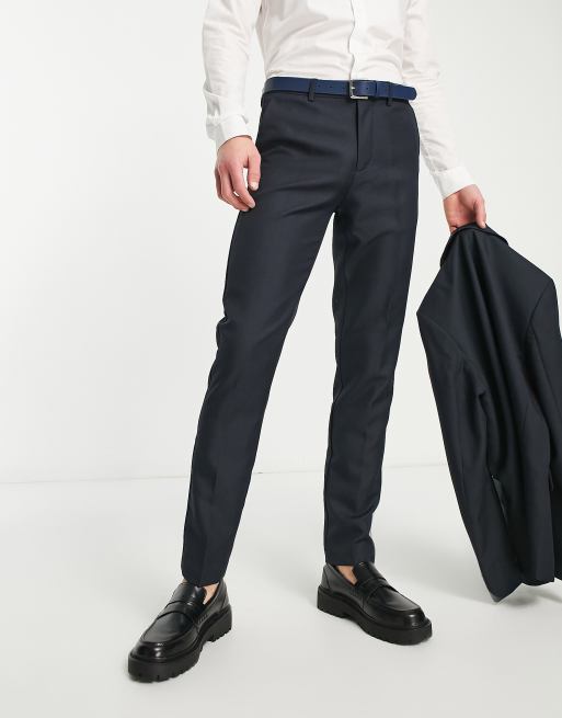 & - marineblå slim fit-habitbukser | ASOS