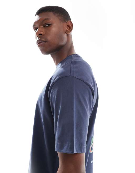 Only & Sons - Mørkeblå oversized T-shirt med 'London Fields'-print på ryggen, 5 af 5