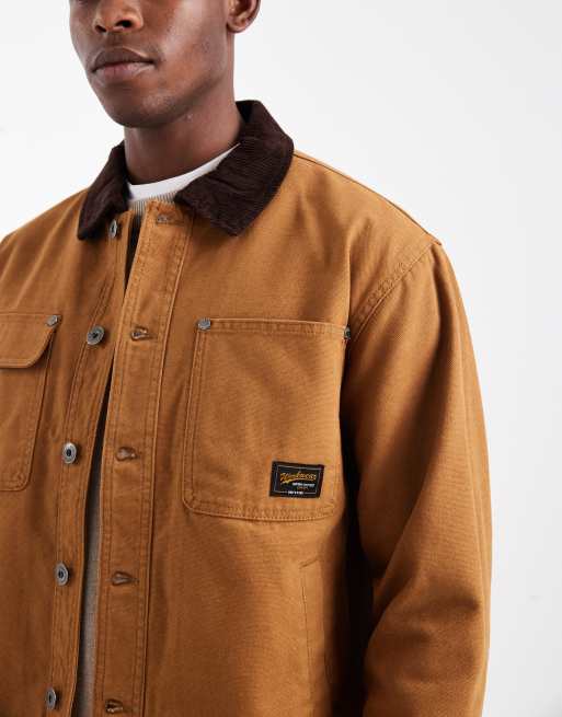 ONLY & SONS - Mørkebrun trucker-jakke med kontrastfarvet krave, 5 af 5