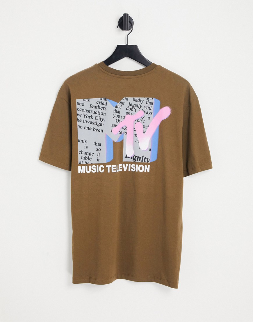 Only & Sons MTV oversize t-shirt with back print in brown