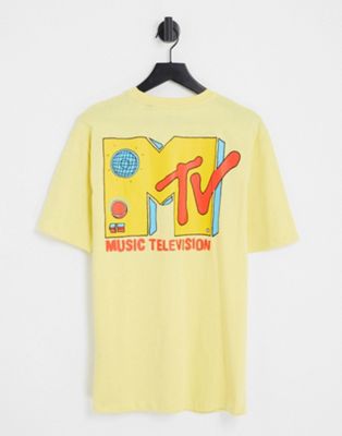 Only & Sons MTV oversized t-shirt with back print in yellow