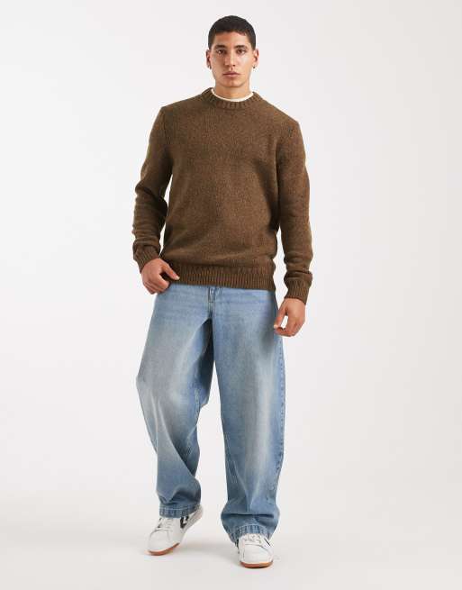 ONLY & SONS – Nakrapiany oliwkowy dzianinowy sweter z okrągłym dekoltem, 2 z 5