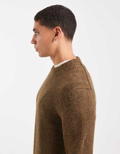 ONLY & SONS – Nakrapiany oliwkowy dzianinowy sweter z okrągłym dekoltem, 4 z 5