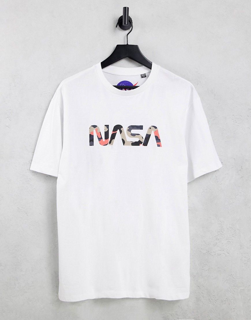 only & sons nasa oversized t-shirt in white