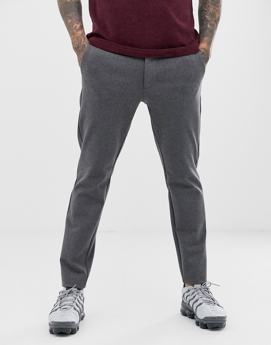 Only & Sons - Nette slim-fit broek met krijtstreep in grijs