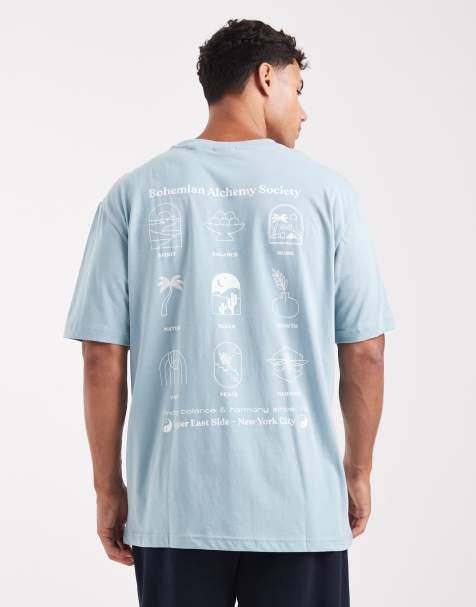 ONLY & SONS – Niebieski T-shirt o luźnym kroju z nadrukiem na plecach - view 1