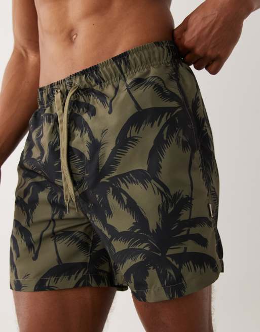ONLY & SONS - Olivengrønne og sorte badeshorts med palmeprint, 5 af 5