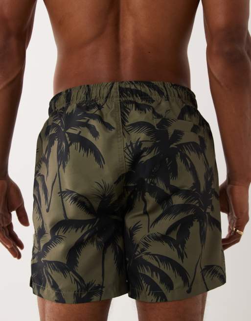 ONLY & SONS – Olivgröna och svarta, palmmönstrade badshorts, 4 av 5