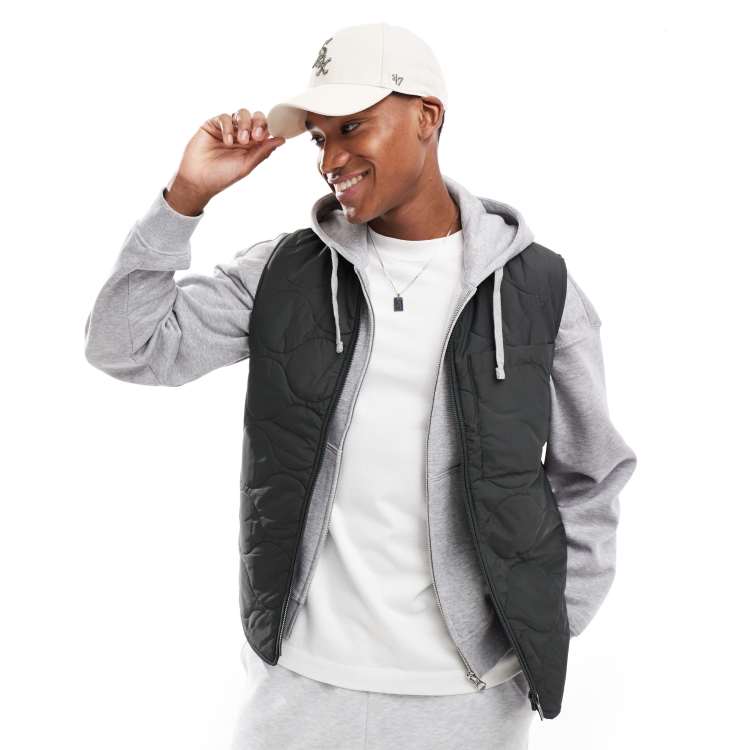 ONLY & SONS onion quilted gilet in dark green | ASOS