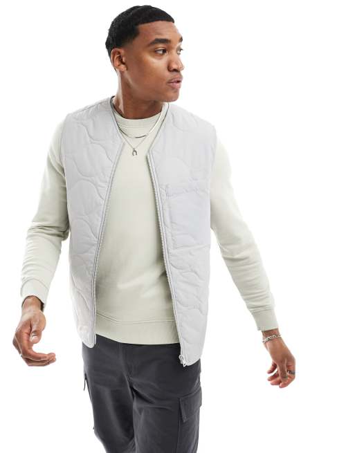 Only & Sons onion quilted vest in ice gray