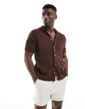 [ONLY & SONS] ONLY & SONS open knit shirt in brown XS Demitasse