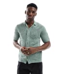 [ONLY & SONS] ONLY & SONS open knit shirt in sage green 2XL Iceberg green