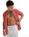 [ONLY & SONS] ONLY & SONS open knit shirt in washed red 2XL Dusty cedar