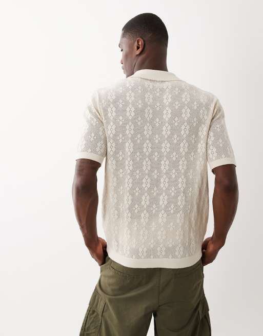 ONLY & SONS - Opengebreid overhemd in crème, 3 van 5