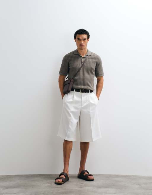 ONLY & SONS - Opengebreide polo in licht kaki, 2 van 7